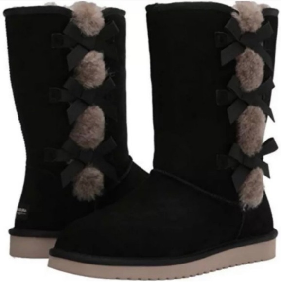 Koolaburra by UGG black bow boots, size 10 - Picture 1 of 11